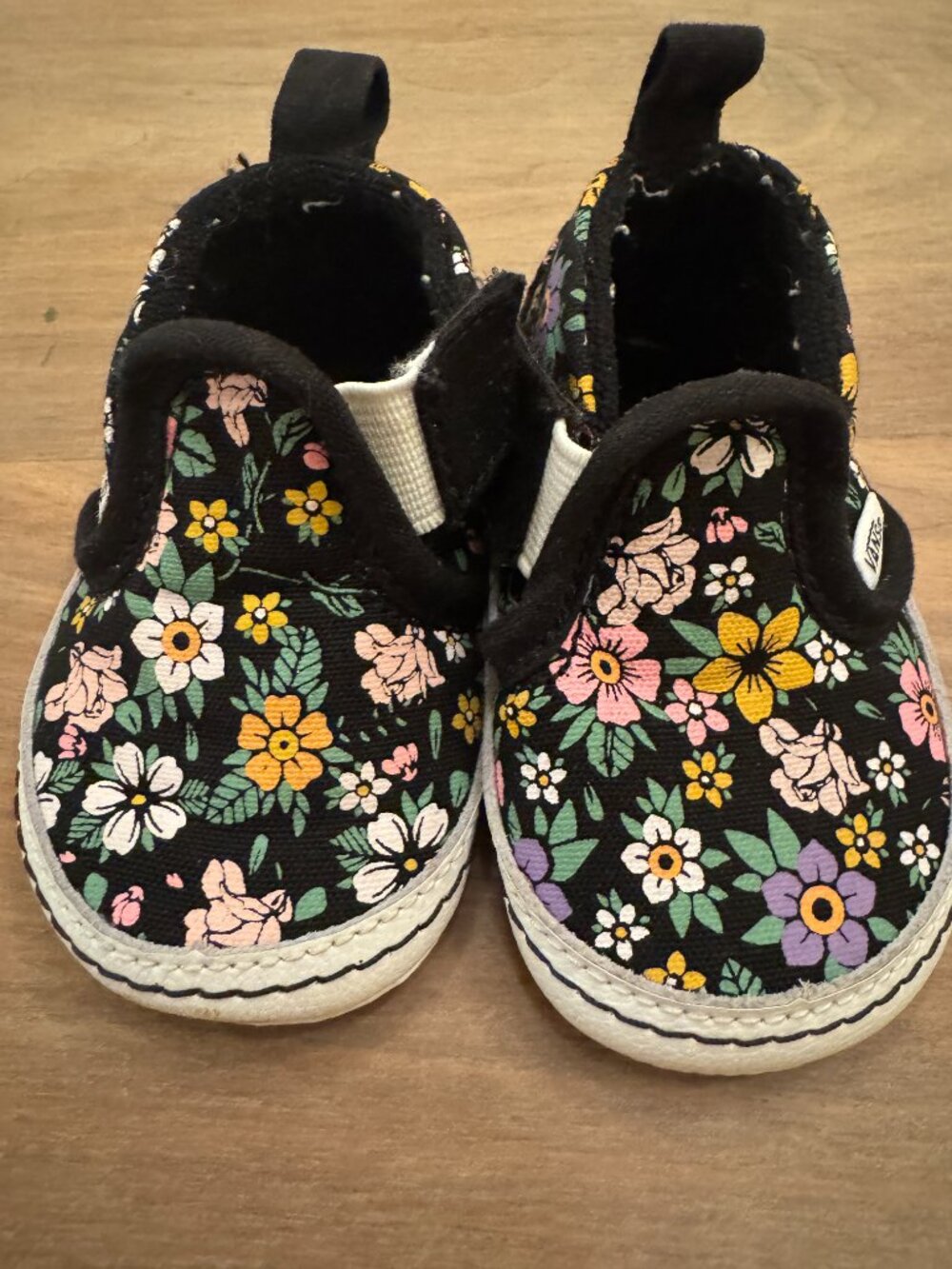 Vans Black Floral Slip-On V Strap Baby Sneakers Infant US 2 - Picture 2 of 6